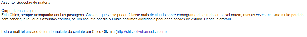 Questão sobre cronograma de estudo na musica.